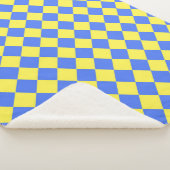 Blauw Geel Checker Diamant Patroon Sherpa Deken (3/4)