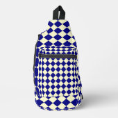 Blauw Geel Checker Diamant Patroon Sling Bag (Voorkant)