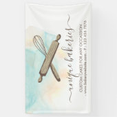 Blauw Geel Cirkel Bakker Cake Makers Spandoek (Verticaal)