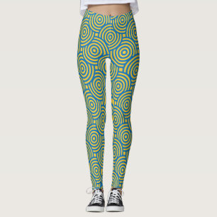Blauw geel cirkels Leggings
