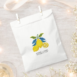 Blauw Geel Citroen Aquarel Mediterraans Huwelijk Bedankzakje