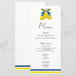 Blauw Geel Citroen Mediterraan Trouwmenu Menu