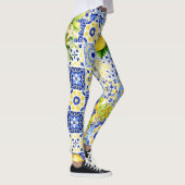 Blauw & Geel Citroen Tegel Dolce Patroon Leggings (Rechts)