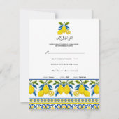Blauw Geel Citroen Waterverf Mediterraan RSVP Kaart (Voorkant)