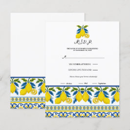 Blauw Geel Citroen Waterverf Mediterraan RSVP Kaart
