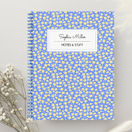Blauw Geel Coquette Bloemen Gepersonaliseerde Spir Notitieboek