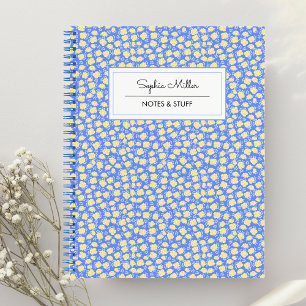 Blauw Geel Coquette Bloemen Gepersonaliseerde Spir Notitieboek
