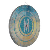 Blauw Geel Crème Landelijk Monogram Dartbord (Voorkant Links)