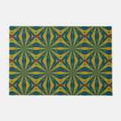 Blauw & Geel Custom Size Tribal Dog Feeding Mat (Voorkant)