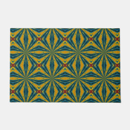 Blauw & Geel Custom Size Tribal Dog Feeding Mat