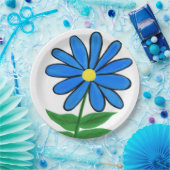 Blauw Geel Daisy Bloem Papieren Bordje (Feest)