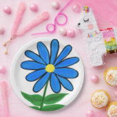 Blauw Geel Daisy Bloem Papieren Bordje (Feest)