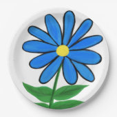 Blauw Geel Daisy Bloem Papieren Bordje (Voorkant)