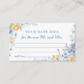 Blauw Geel Datum Nacht Ideeën Vrijgezellenfeest Informatiekaartje (Voorkant)