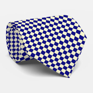 Blauw Geel Diamant Schachbrett Motief Stropdas