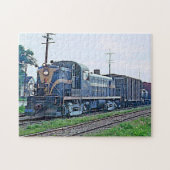 Blauw Geel Diesel Locomotief Trein Legpuzzel (Horizontaal)