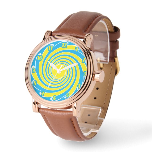 Blauw & Geel Draaien Horloge (Hoek)