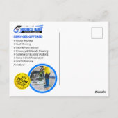 Blauw Geel Druk Washuis Clean Services Briefkaart (Achterkant)
