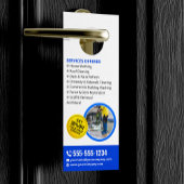 Blauw Geel Druk Washuis Clean Services Deurhanger