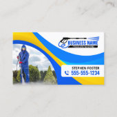 Blauw Geel Druk Washuis Clean Services Visitekaartje (Voorkant)