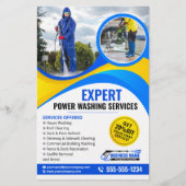 Blauw Geel Drukwas Huis Schoonmaak Diensten Flyer (Voorkant)