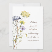 Blauw Geel Eenvoudige Wildbloemen Christelijk Brui Kaart (Achterkant)