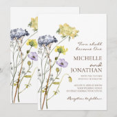 Blauw Geel Eenvoudige Wildbloemen Christelijk Brui Kaart (Voorkant / Achterkant)