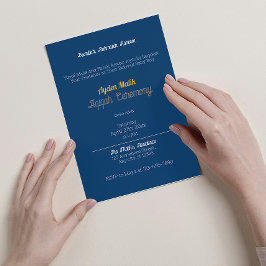 Blauw Geel Effen Kleur Vlakte, Aqiqah-Baby shower Kaart