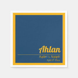 Blauw Geel Effen Kleur Vlakte, Aqiqah-Baby shower Servet