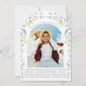 Blauw & Geel Elegantie Foto Arch Boho Wildflower Kaart (Voorkant)