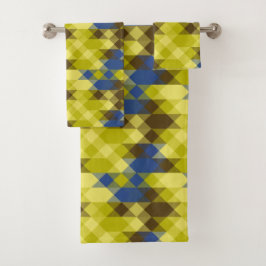 Blauw geel en bruin geometrisch bad handdoek