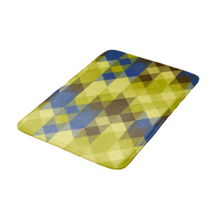 Blauw Geel en bruingeel geometrisch Badmat