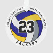 Blauw, geel en grijs volleybal | DIY-tekst Ornament (achterkant)