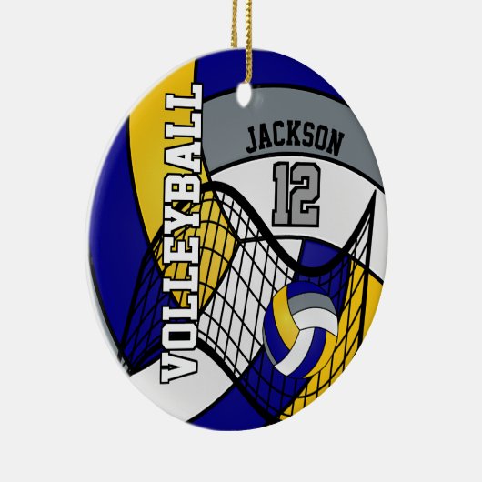 Blauw, geel en grijs Volleybal 🏐 Keramisch Ornament (Rechts)