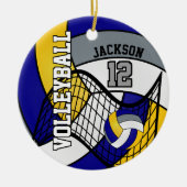 Blauw, geel en grijs Volleybal 🏐 Keramisch Ornament (Voorkant)