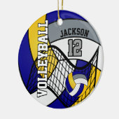 Blauw, geel en grijs Volleybal 🏐 Keramisch Ornament (Links)