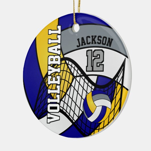 Blauw, geel en grijs Volleybal 🏐 Keramisch Ornament (Links)