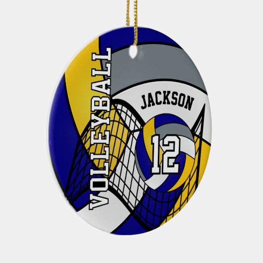 Blauw, geel en grijs Volleybal 🏐 Keramisch Ornament (Rechts)