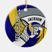 Blauw, geel en grijs Volleybal 🏐 Keramisch Ornament (Voorkant)