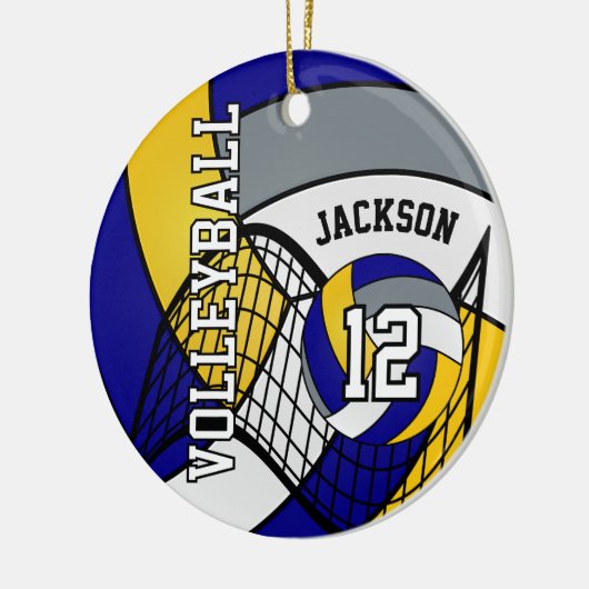 Blauw, geel en grijs Volleybal 🏐 Keramisch Ornament (Links)