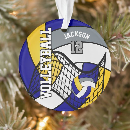Blauw, geel en grijs volleybal ornament (Boom)