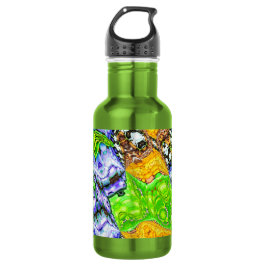 Blauw, Geel en Groen Vloeibaar Abstract Waterfles