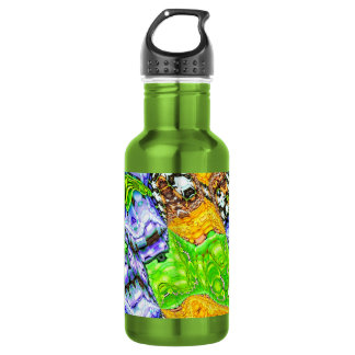 Blauw, Geel en Groen Vloeibaar Abstract Waterfles