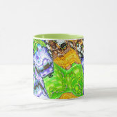 Blauw, Geel en Groen Vloeistof Abstracte Mok (Midden)