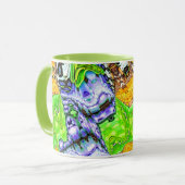 Blauw, Geel en Groen Vloeistof Abstracte Mok (Voorkant links)