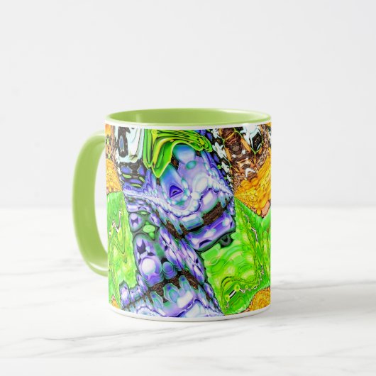 Blauw, Geel en Groen Vloeistof Abstracte Mok (Voorkant links)