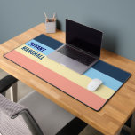 Blauw Geel en Koraal Roze Strepen Patroon Bureaumat<br><div class="desc">Verlicht uw werkruimte met de Blue, Yellow en Coral Pink Stripes Pattern Desk Mat. Deze mat is voorzien van een levendige combinatie van koel blauw, warm geel en zacht koraalroze strepen en biedt een glad oppervlak voor uw toetsenbord en muis, terwijl u een stijlvolle pop van kleur aan uw bureau...</div>