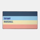 Blauw Geel en Koraal Roze Strepen Patroon Bureaumat (Voorkant)