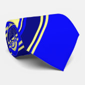 Blauw geel en marineafwisselend gestreept Stropdas (Opgerold)