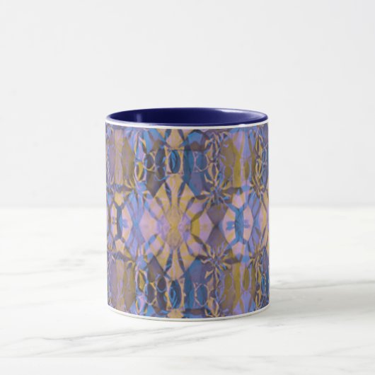 Blauw, geel en Paarse Batik Style Mok (Midden)